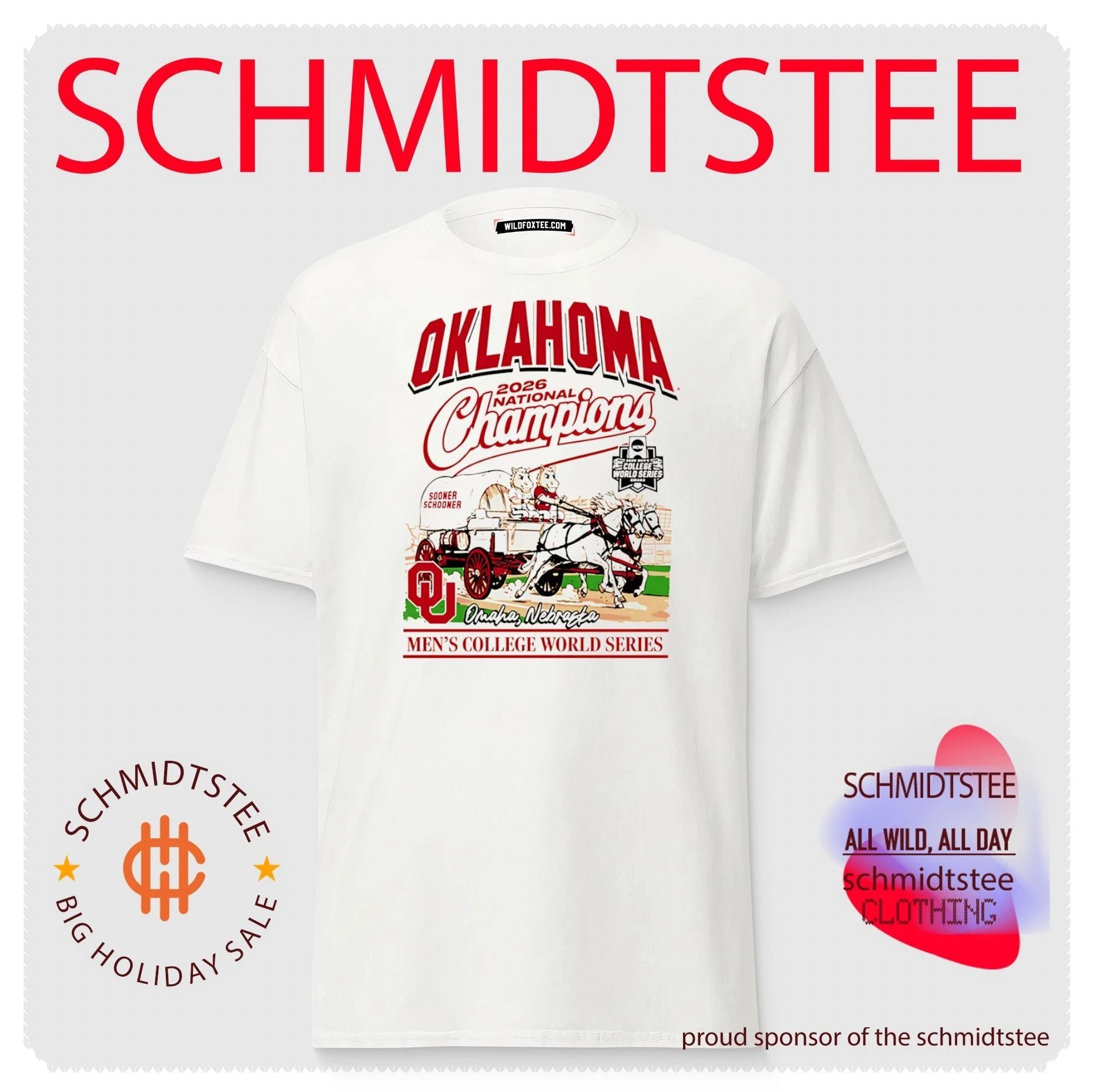 Oklahoma Sooners 2026 College World Series Champions Wagon mascot shirt