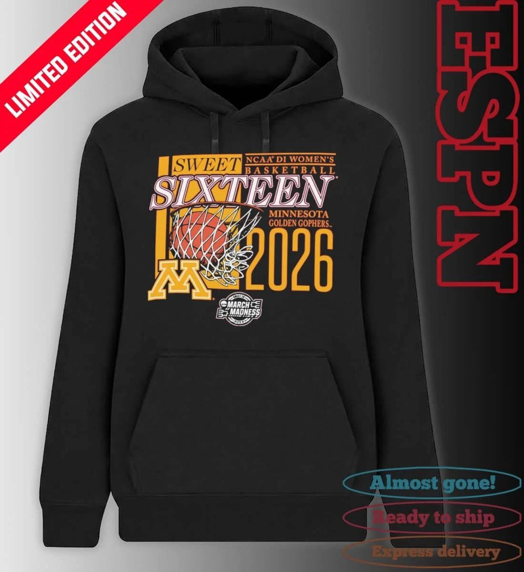 Minnesota Golden Gophers 2026 NCAA DI Women’s Basketball Sweet Sixteen – Sacramento Regional T-Shirt