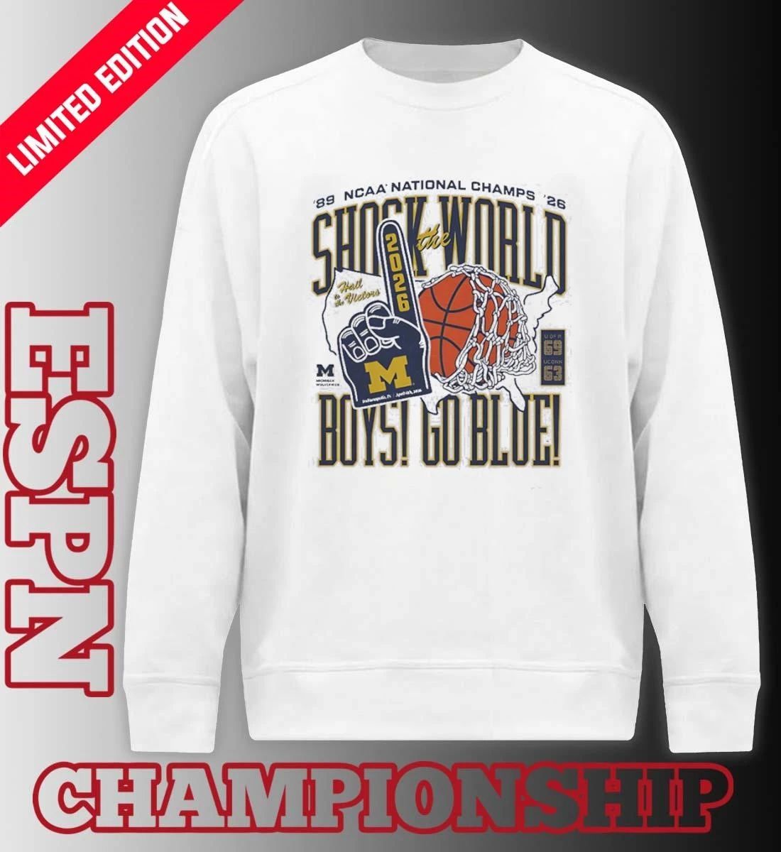 Michigan Wolverines Basketball Shock The World Boys Go Blue 2-Time National Champions shirt