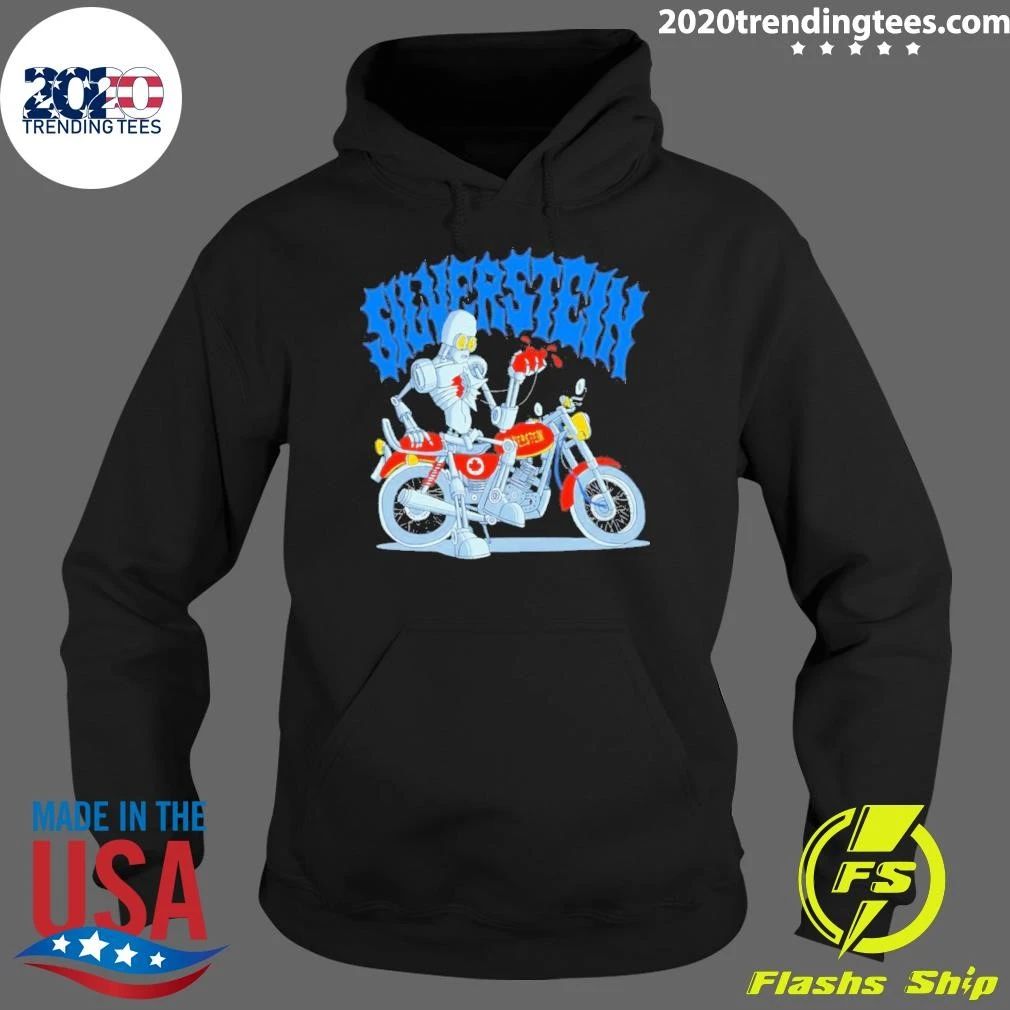 Silverstein Robot Holding Heart On Motorcycle Shirt