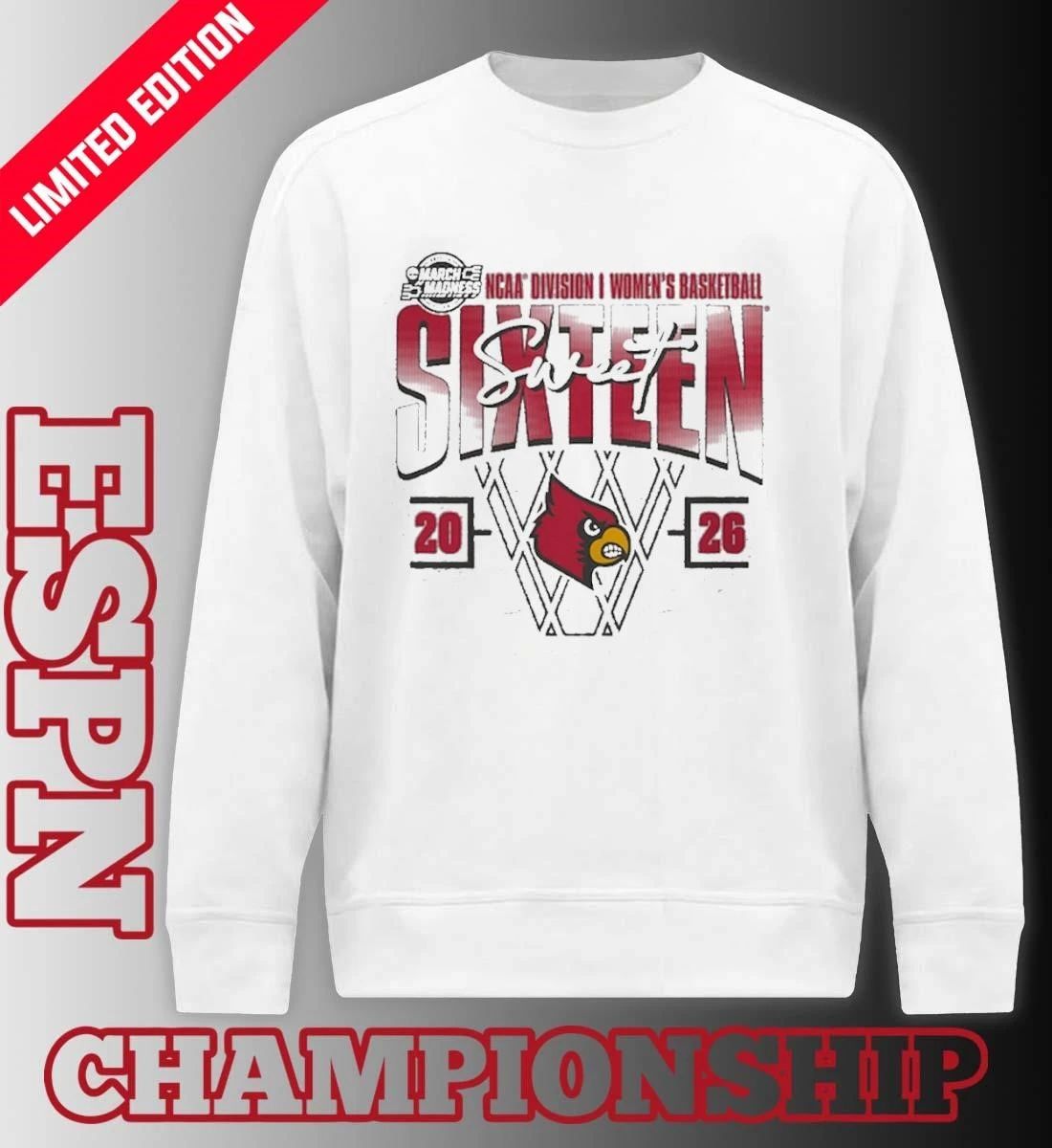 Louisville Cardinals Women’s Basketball Sweet 16 Court Shot T-Shirt