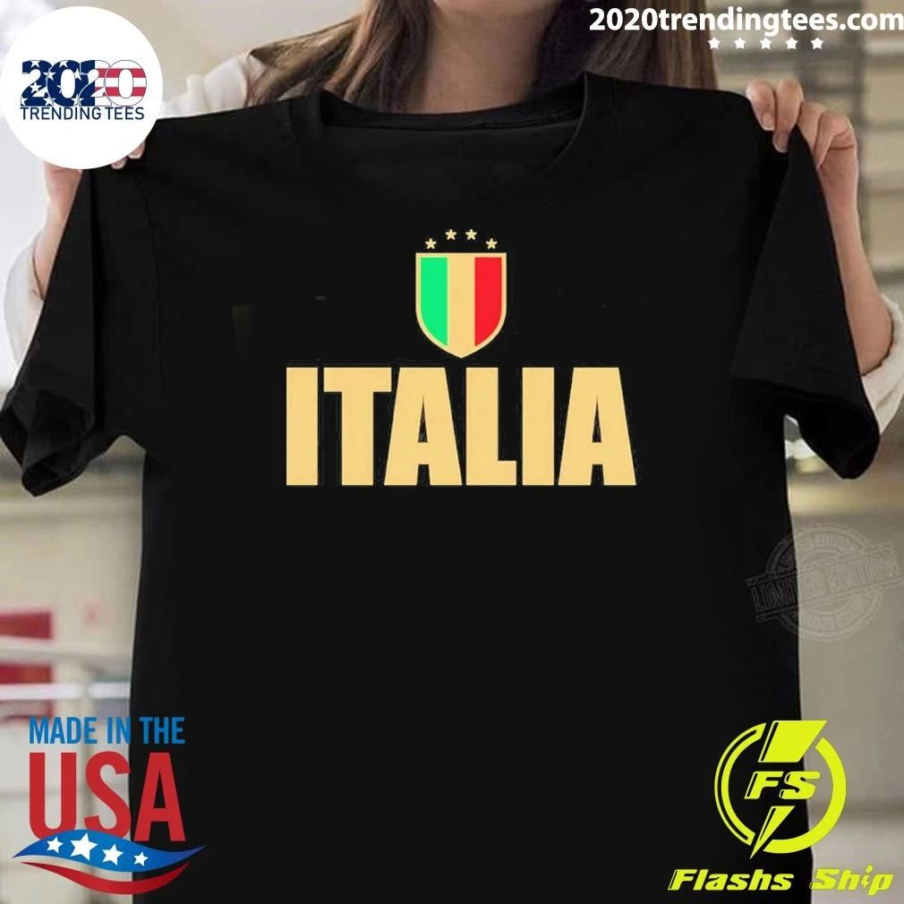 Gold Italia National Team Crest Italy Soccer Shirt