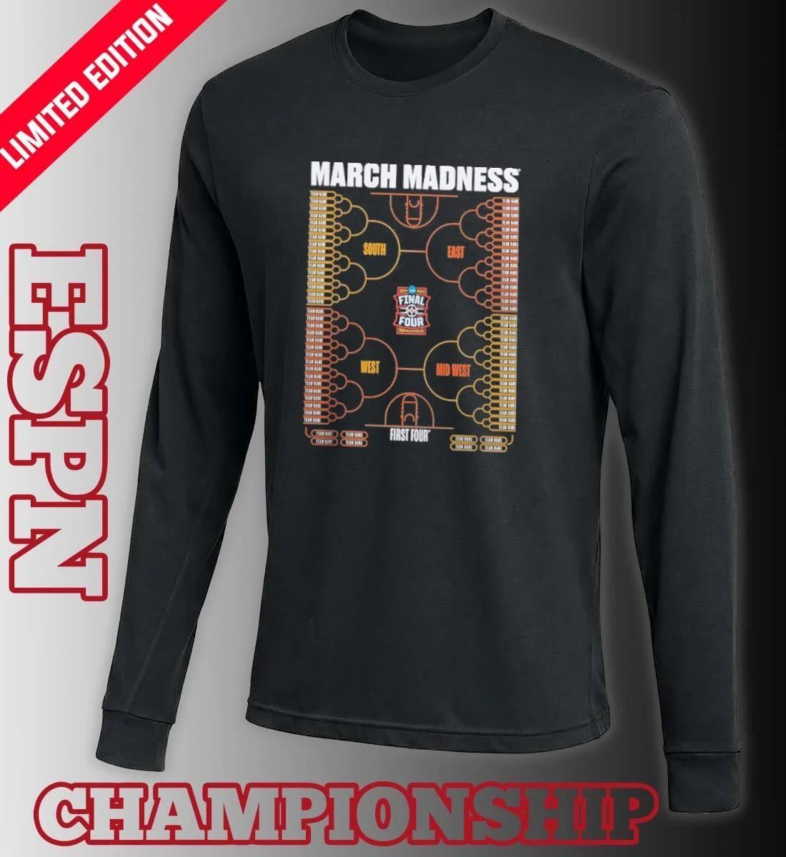 2026 NCAA Men’s Basketball Tournament March Madness Teams Bracket T-Shirt