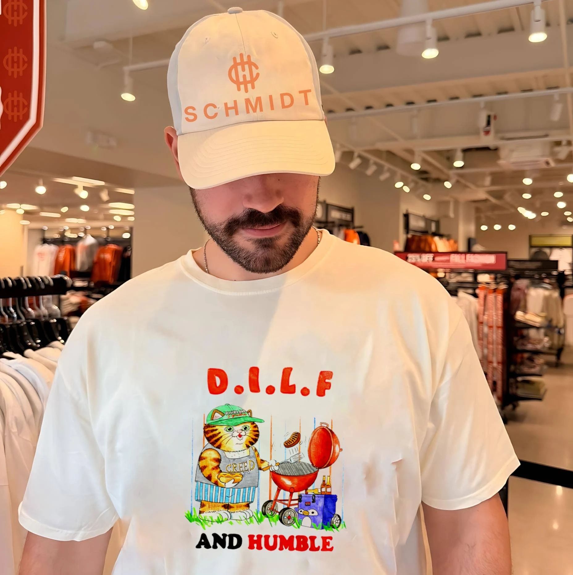 Dilf and Humble Cat Grilling with Kirkland Signature Hat shirt