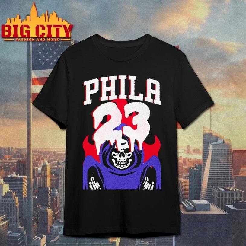 Grim Reaper Grim 23 Philadelphia Basketball Skull Graphic Vintage Shirt