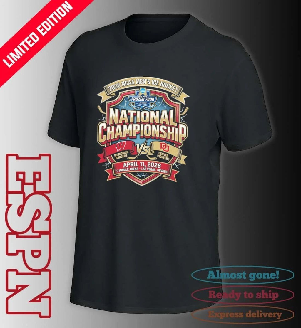 Denver Pioneers Vs Wisconsin Badgers 2026 NCAA DI Men’s Ice Hockey National Championship Vintage T-shirt