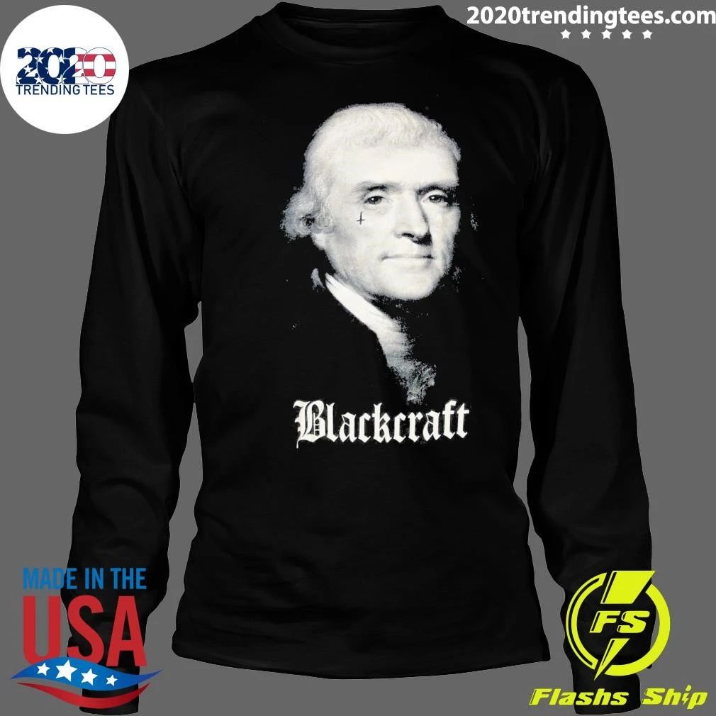 Thomas Jefferson Blackcraft Small Black Portrait American Flag Shirt