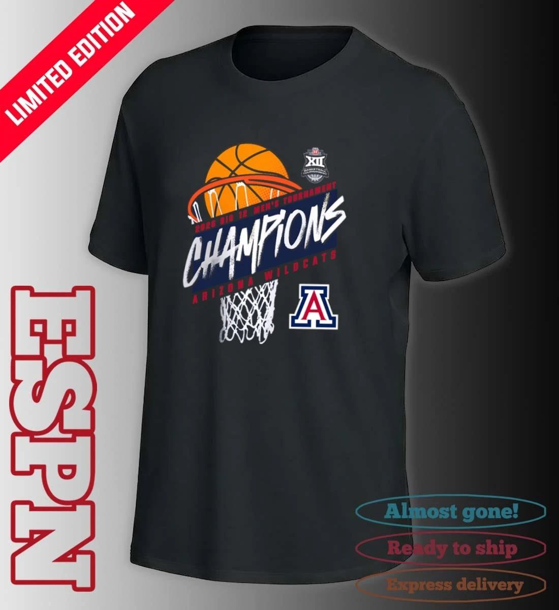 Arizona Men’s Basketball Big 12 Conference Tournament Champions 2026 T-Shirt