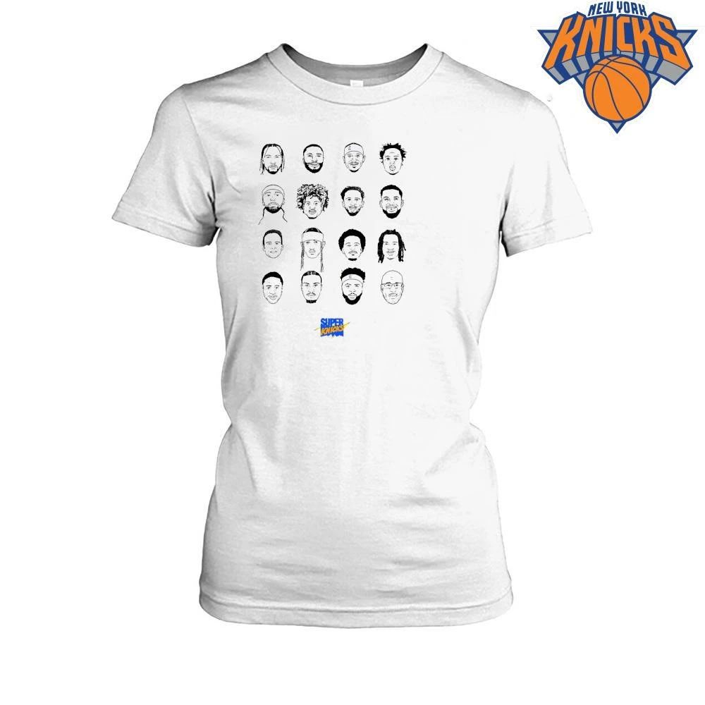 Super Knicks All Players Cartoon Caricature Line Art Graphic Print Shirt