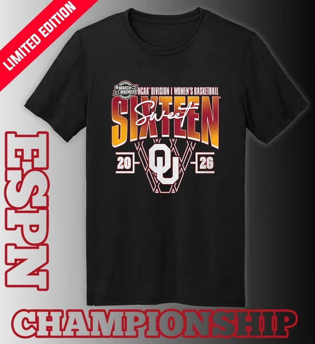 Oklahoma Sooners 2026 NCAA Women’s Basketball Tournament March Madness Sweet 16 Court Shot T-Shirt