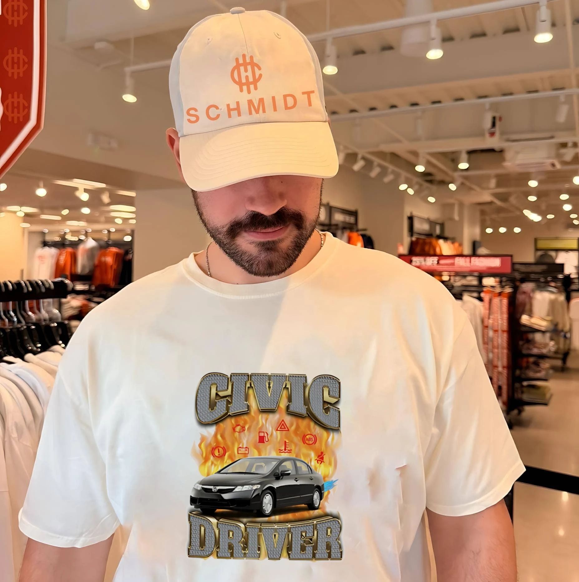Civic driver Civic on fire black car illustration shirt