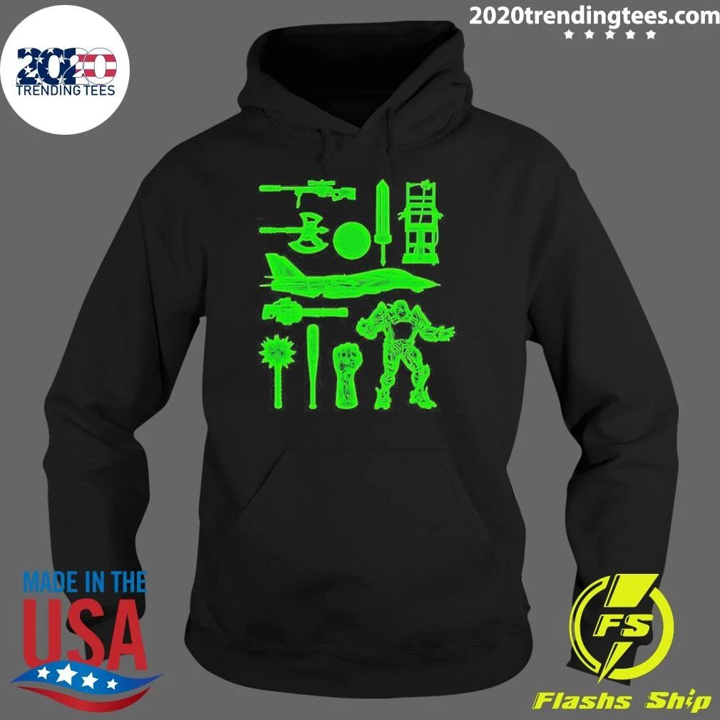 Ring Weapons Neon Green Wireframe Shirt