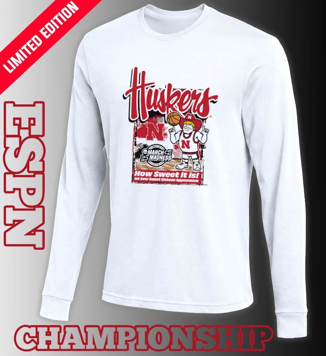 1st Ever Sweet Sixteen Nebraska Cornhuskers Men’s Basketball Shirt