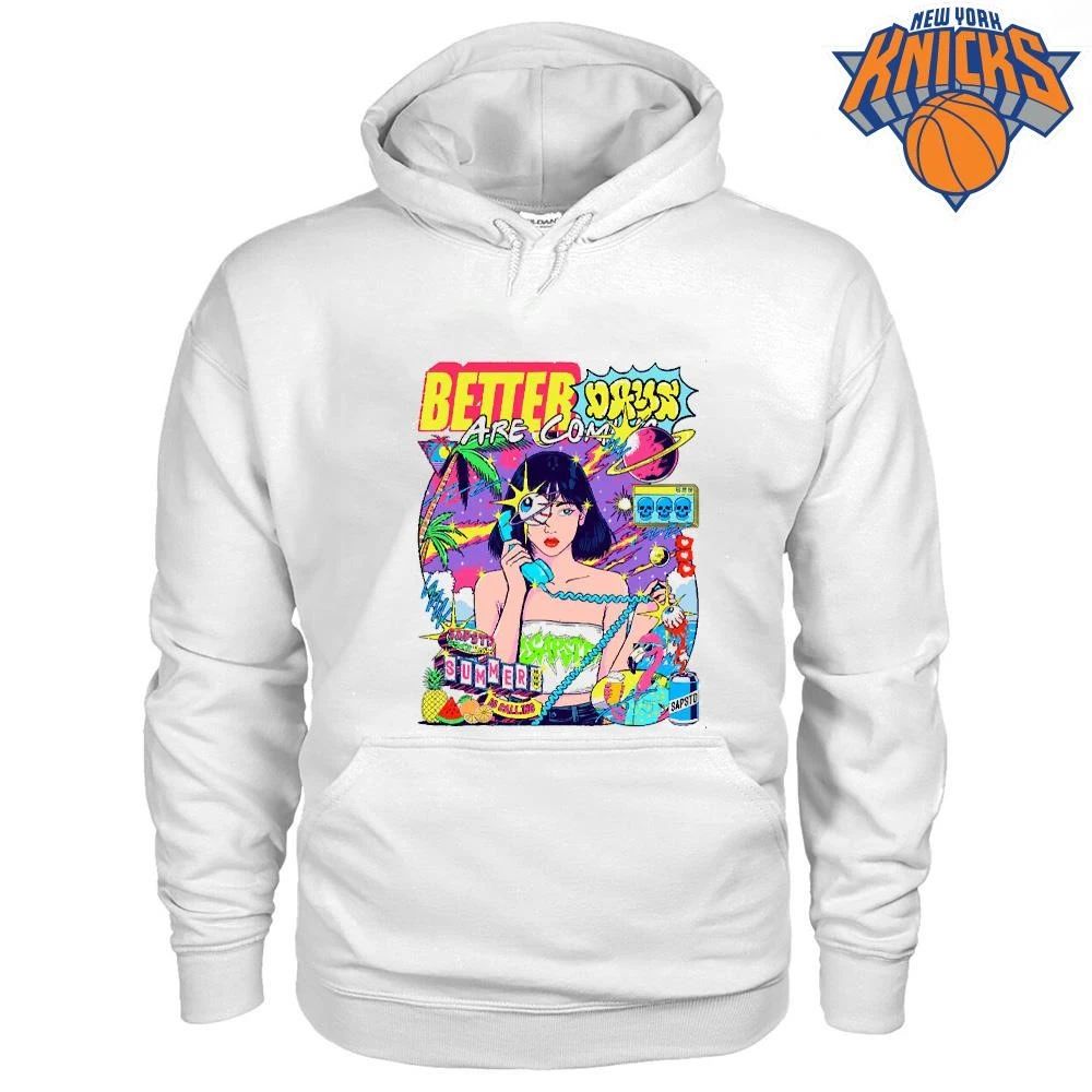 Better Drugs Are Coming Anime Girl On Phone Surreal Pop Art Y2K Aesthetic Trippy Cyberpunk Summer Is Calling Vaporwave Graphic Shirt