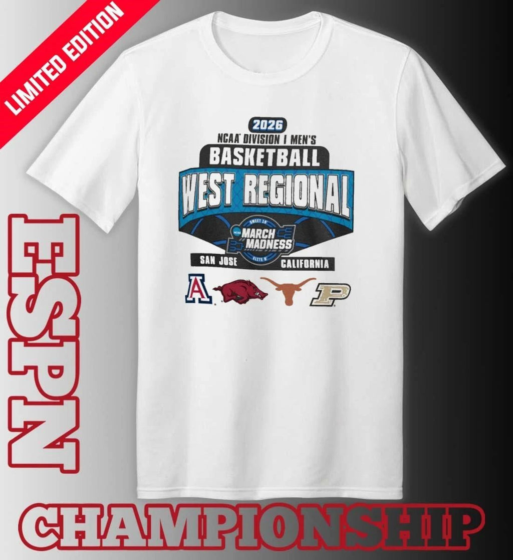 4 Team 2026 NCAA DI Men’s Basketball West Regional San Jose, California T-Shirt