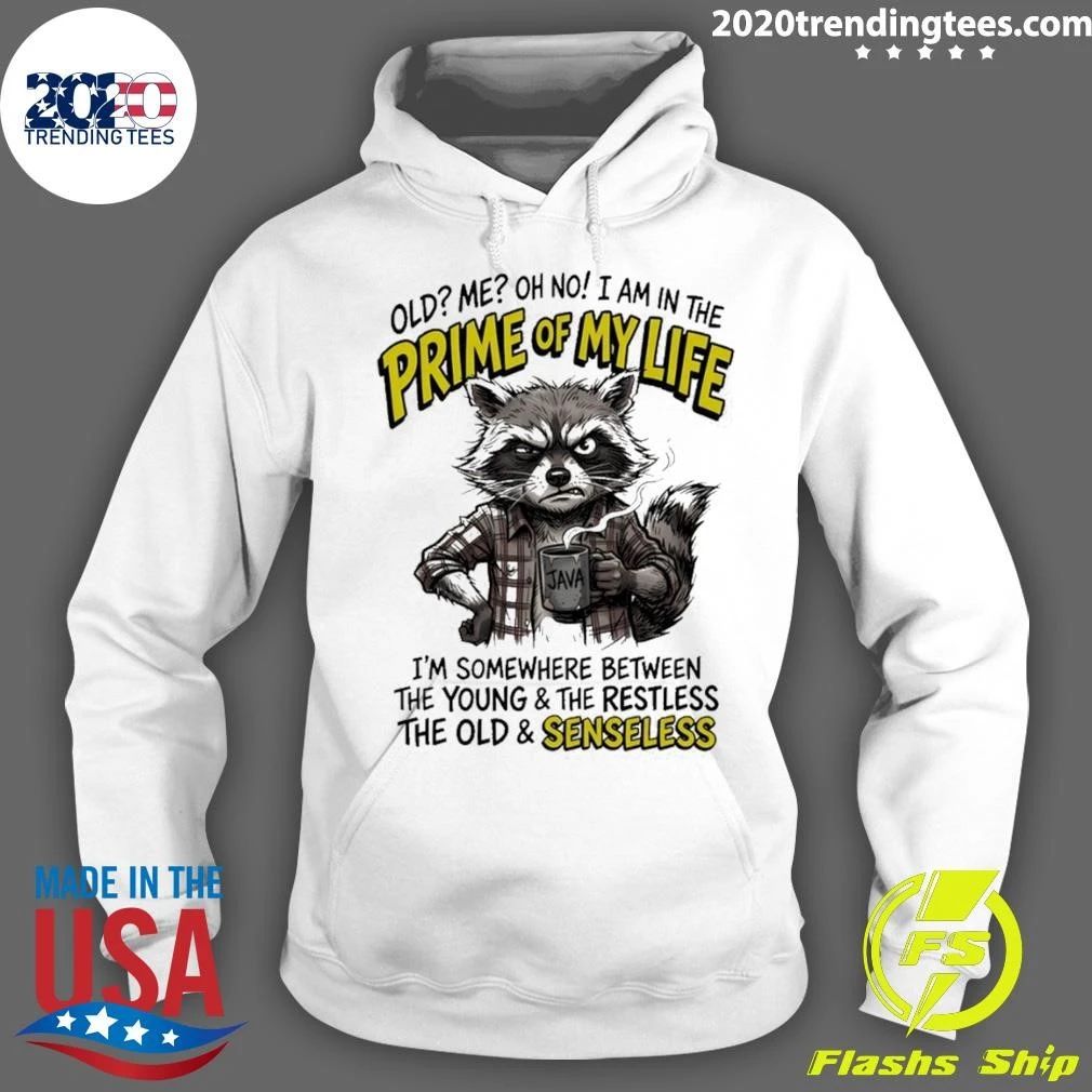 Raccoon Old Me Oh No I Am In The Prime Of My Life I’m Somewhere Between The Young And The Restless Shirt