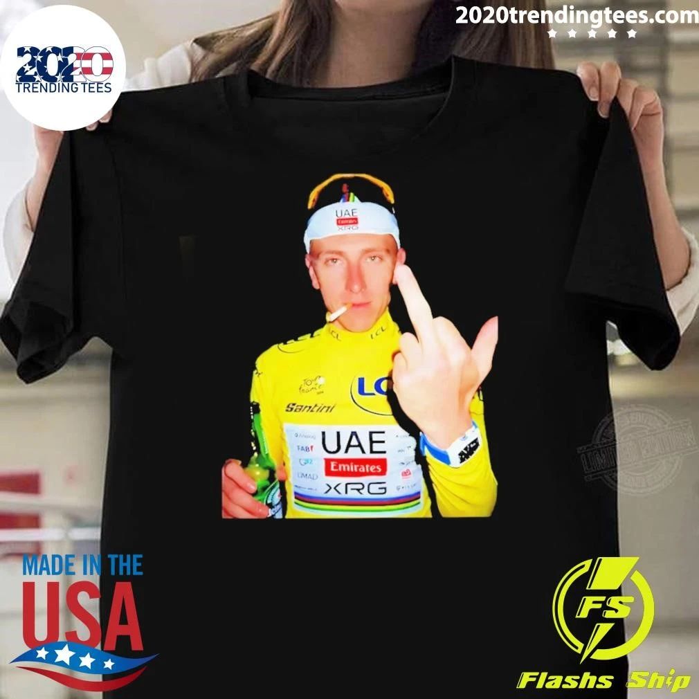 Tour de France Tadej Pogačar Yellow Jersey Middle Finger Shirt