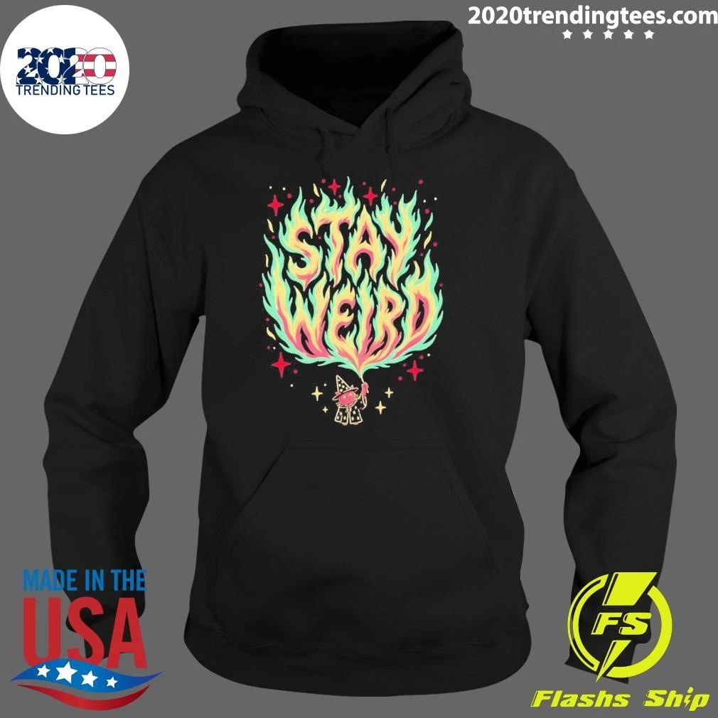 Stay Weird Magic Flames Wizard Cat Shirt
