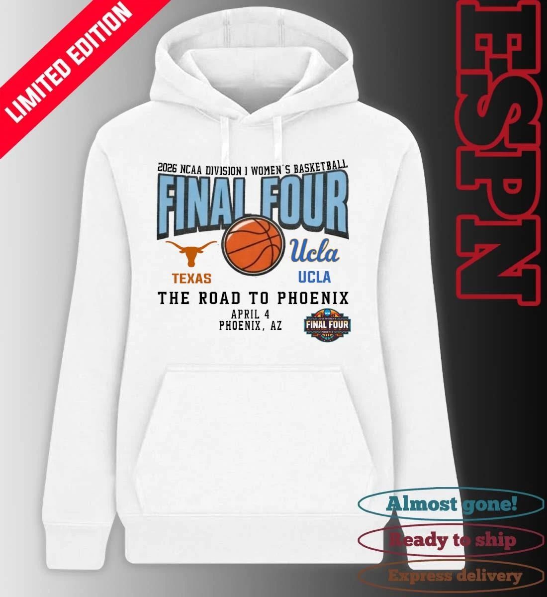 Ucla Bruins Vs Texas Longhorns 2026 NCAA DI Women’s Basketball Tournament March Madness Final 4 T-Shirt