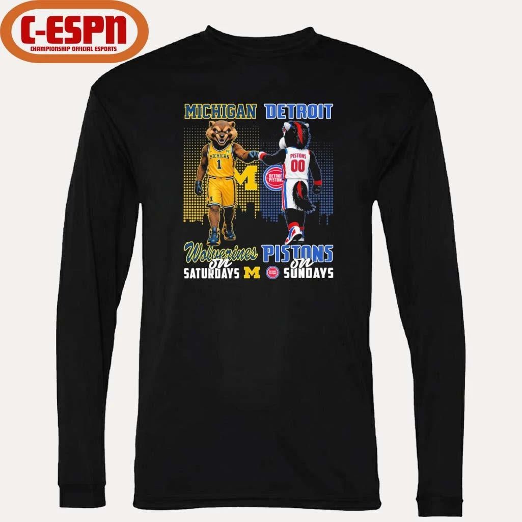 Mascot Michigan Wolverines On Saturdays And Detroit Pistons On Sundays Shirt