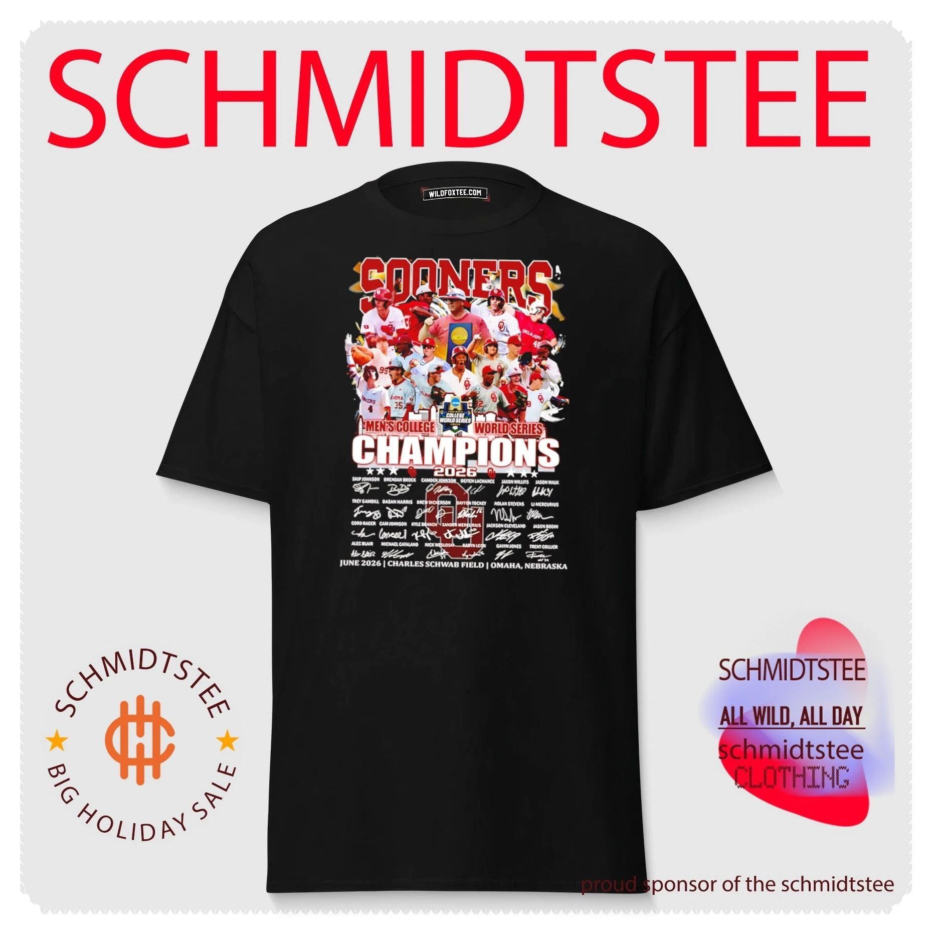 2026 Oklahoma Sooners Men’s College World Series Champions signature shirt