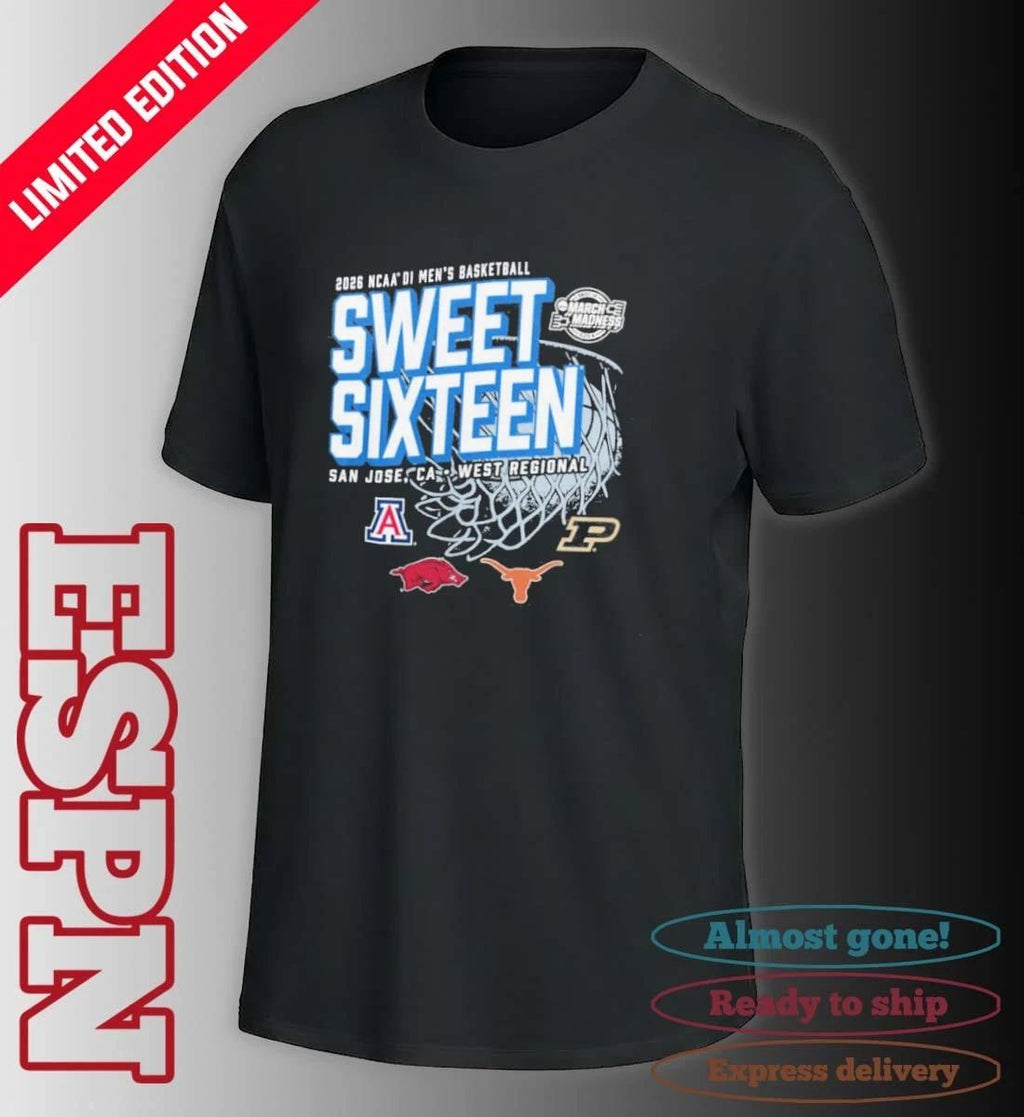 San Jose, CA West Regional 2026 NCAA DI Men’s Basketball Sweet Sixteen T-Shirt