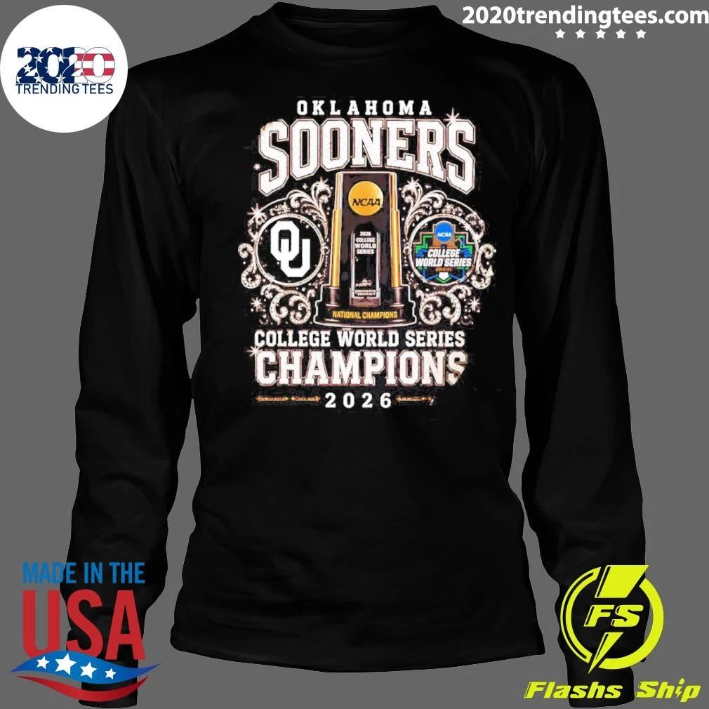 Oklahoma Sooners 2026 College World Series Champions Trophy Shirt