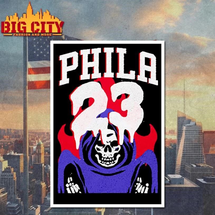 Grim Reaper Grim 23 Philadelphia Basketball Skull Graphic Vintage Shirt
