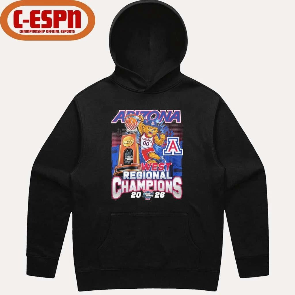 Arizona Wildcats Men’s Basketball Mascot 2026 Midwest Regional Champions Shirt