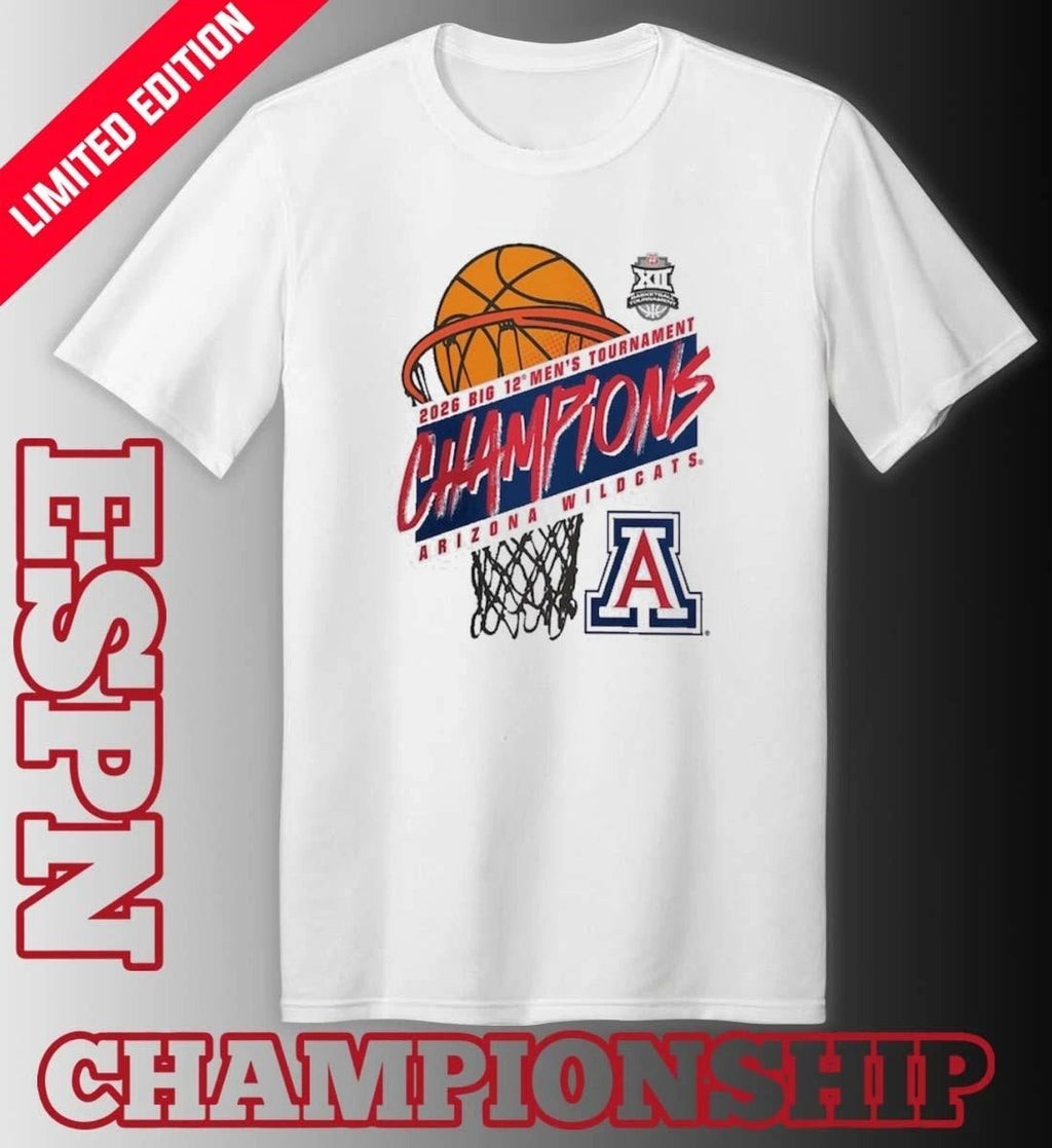Arizona Wildcats 2026 Big 12 Men’s Basketball Tournament Champions Official T-Shirt