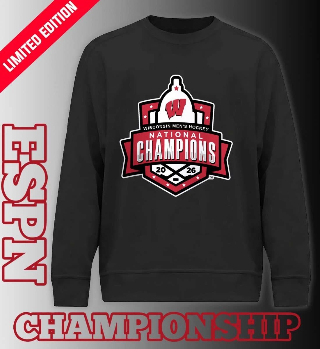 Wisconsin Men’s Ice Hockey 2026 NCAA National Champions Official Logo T-Shirt