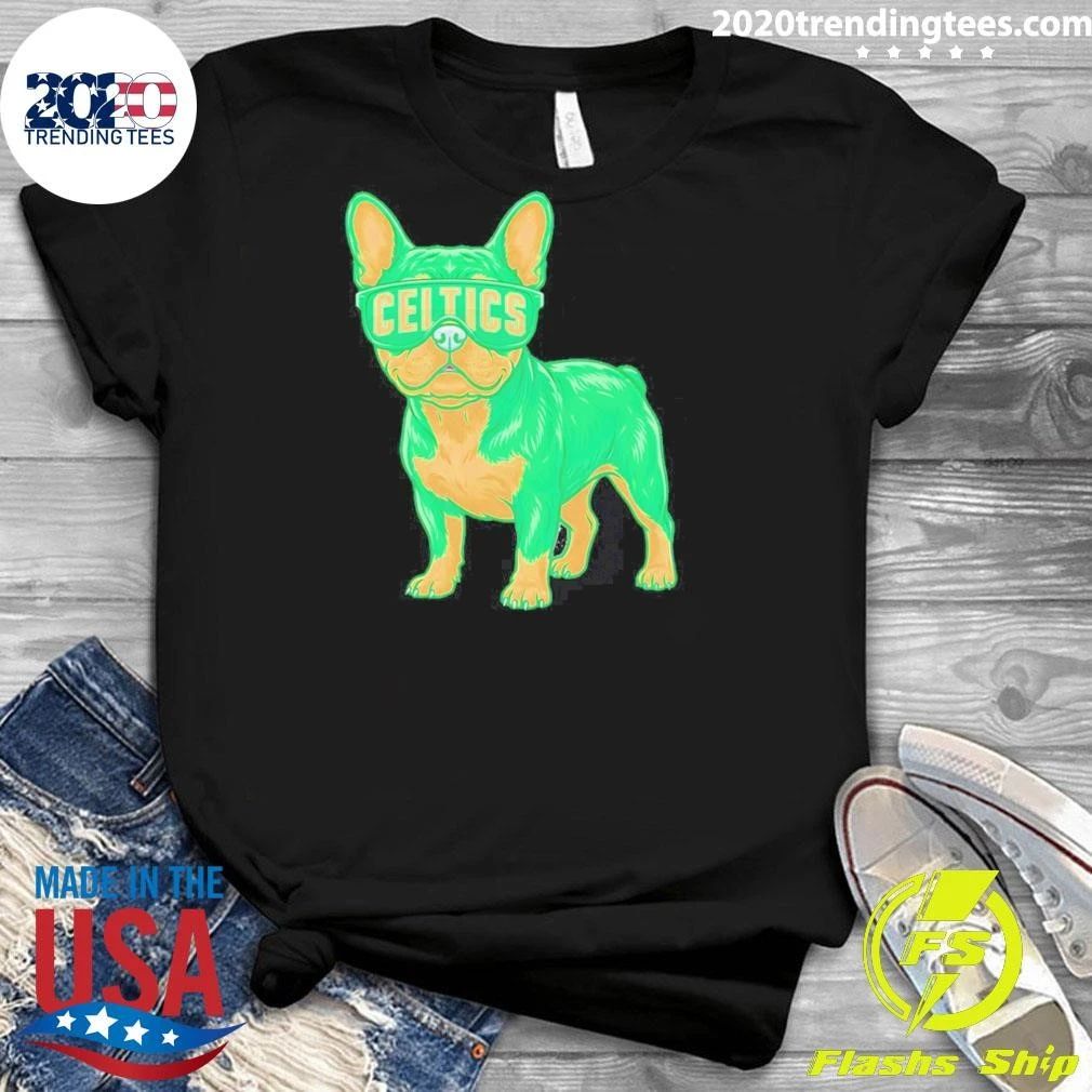 Boston Celtics French Bulldog cartoon shirt