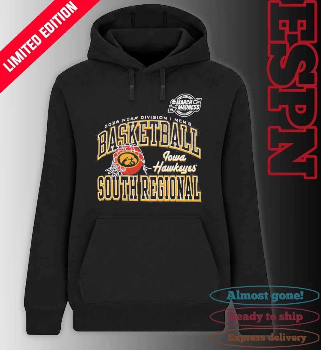 Iowa Hawkeyes 2026 NCAA DI Men’s Basketball Sweet 16 – South Regional T-Shirt