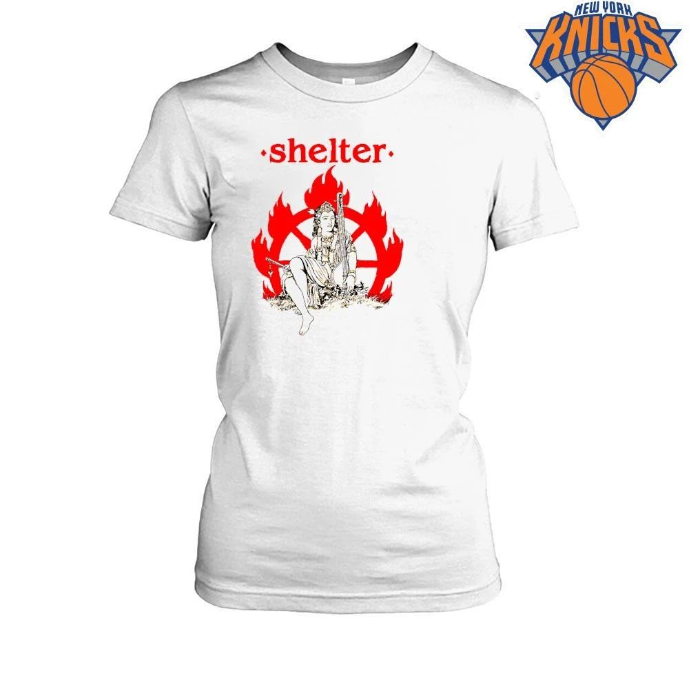 Shelter Vintage Goddess Sitting In Front Of Flame Wheel Aesthetic Shirt