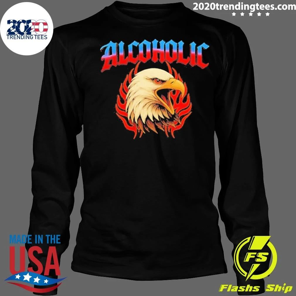 Alcoholic Eagle With Flames Bird Graphic Shirt