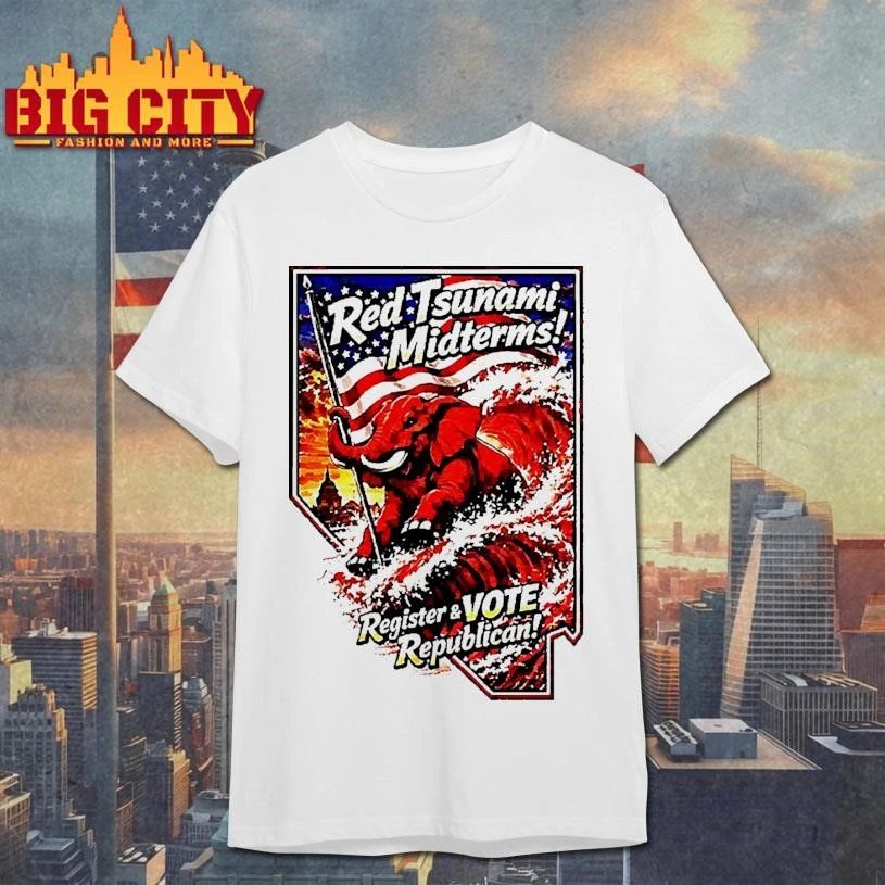 RevRed Tsunami Midterms Register And Vote Republican Graphic Tshirts