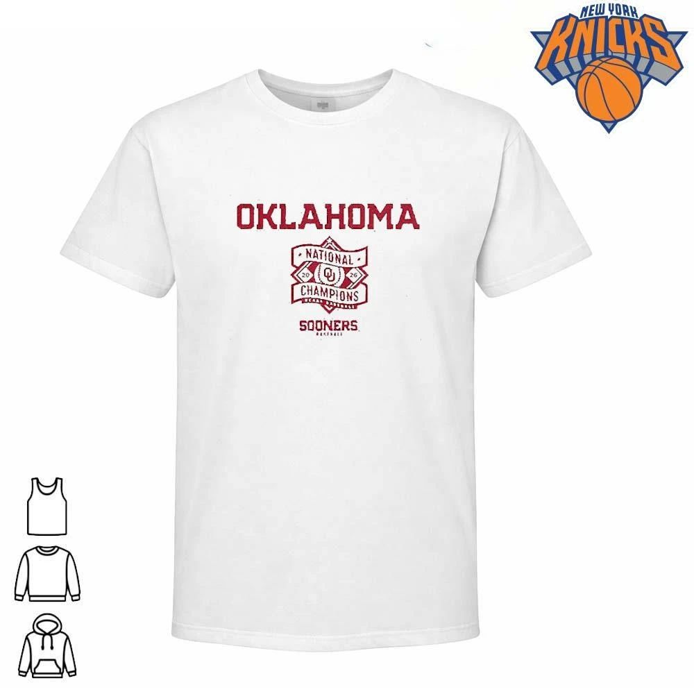 Oklahoma Baseball 2026 National Champions Text Logo Shirt
