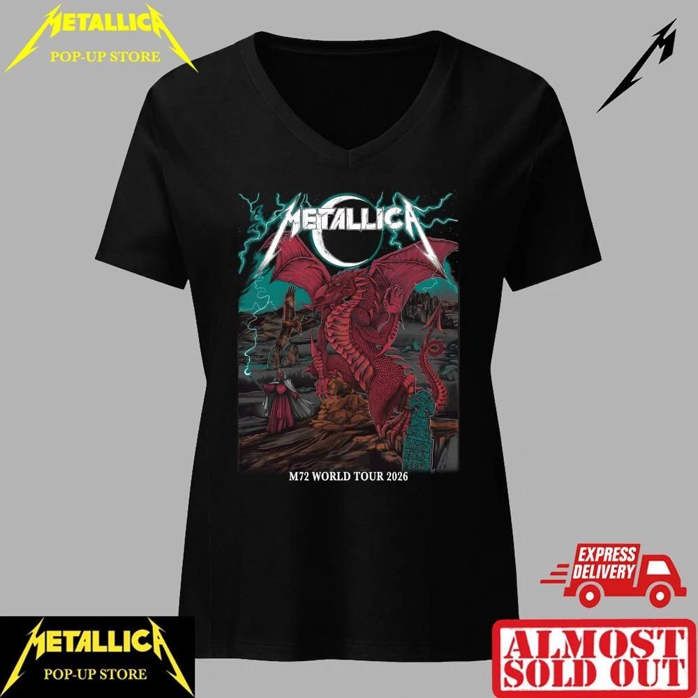 Metallica 2026 M72 Cardiff Wales Concert Shirt – Red Dragon Illustration By Duchess Of Dark – Principality Stadium Limited Edition