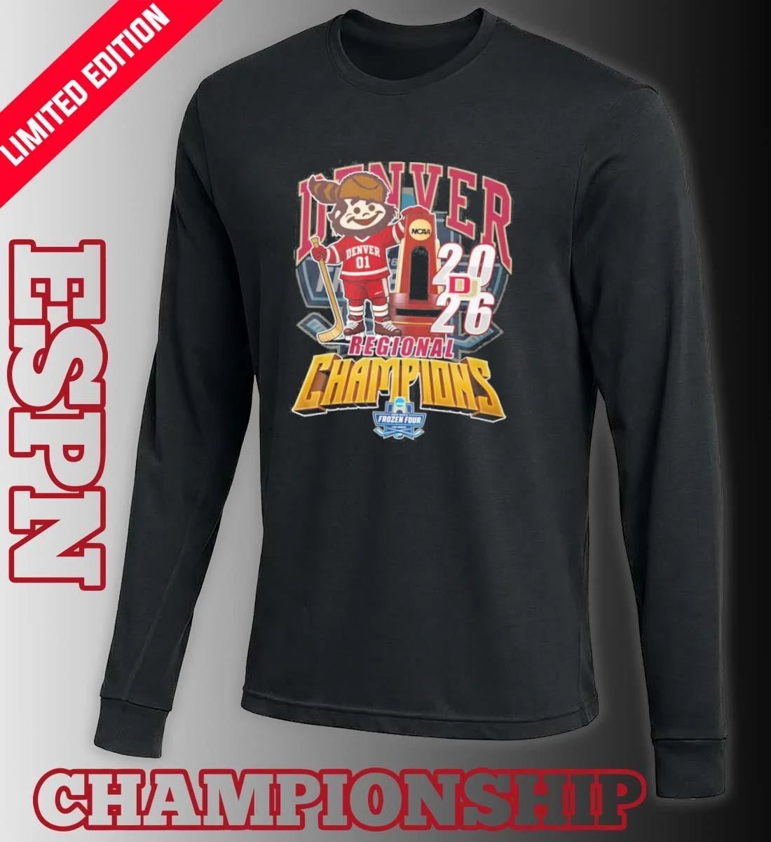 Denver Pioneers Mascot 2026 Men’s Ice Hockey Regional Champions Shirt