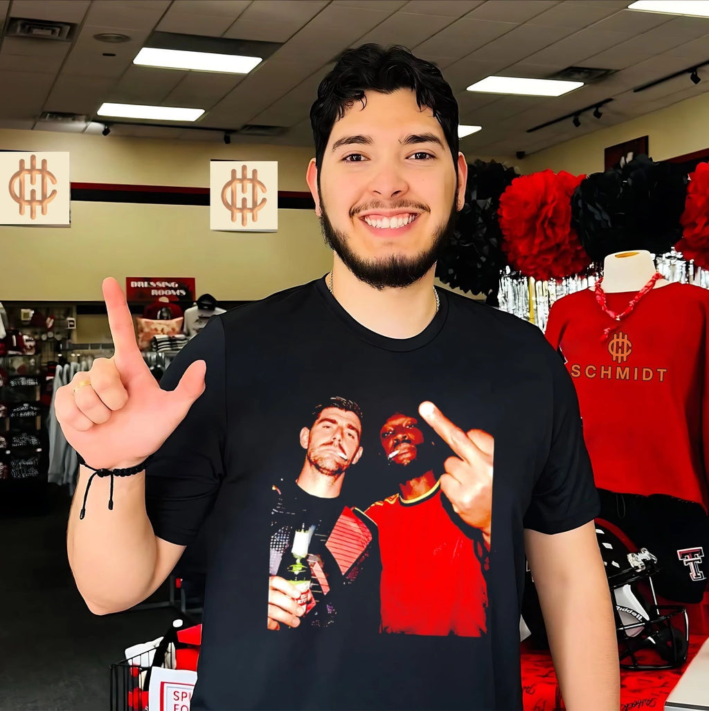 Thibaut Courtois and Romelu Lukaku Belgium National Team middle finger shirt