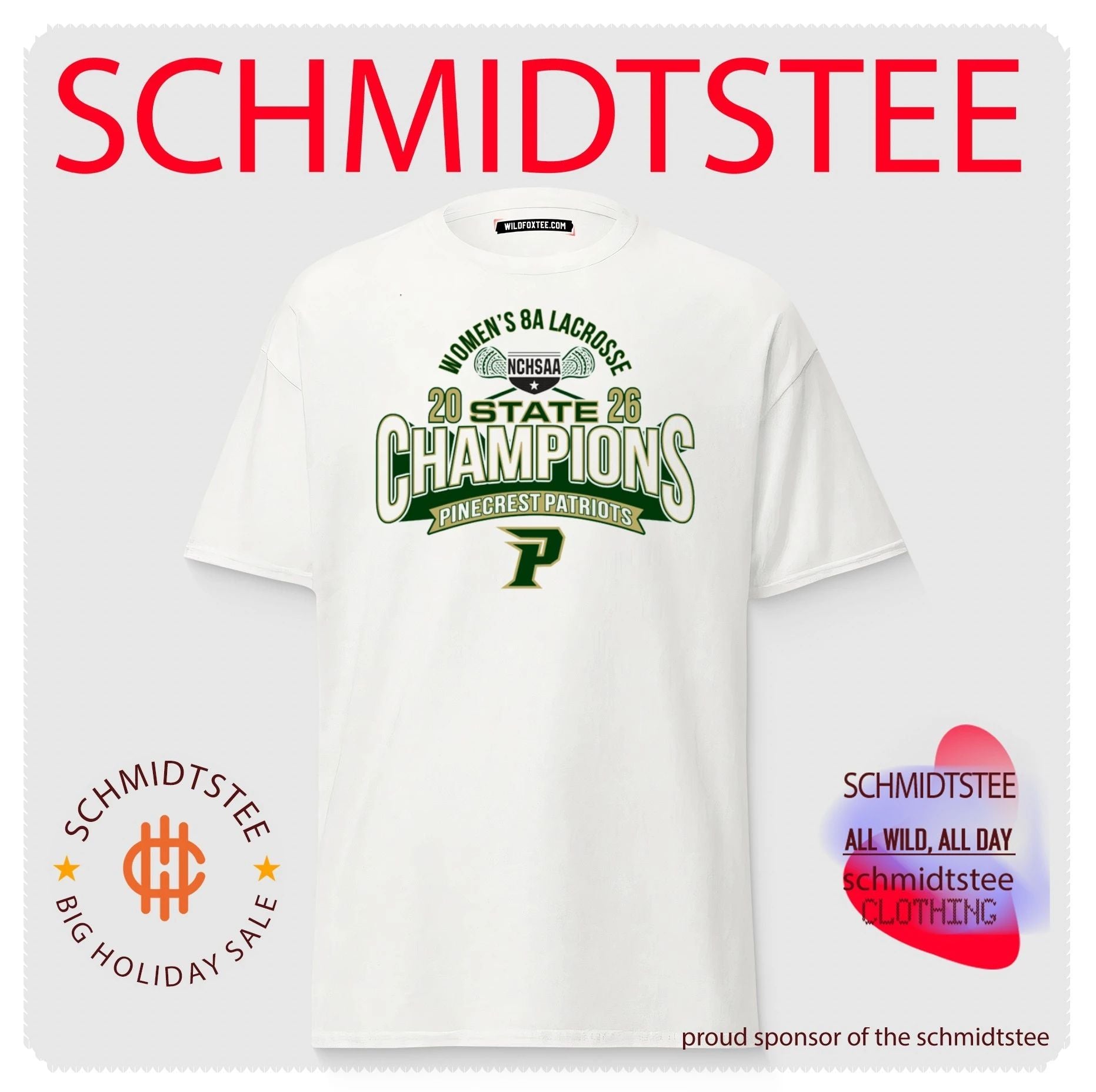 Pinecrest Patriots 2026 NCHSAA Women’s 8A Lacrosse Champions shirt