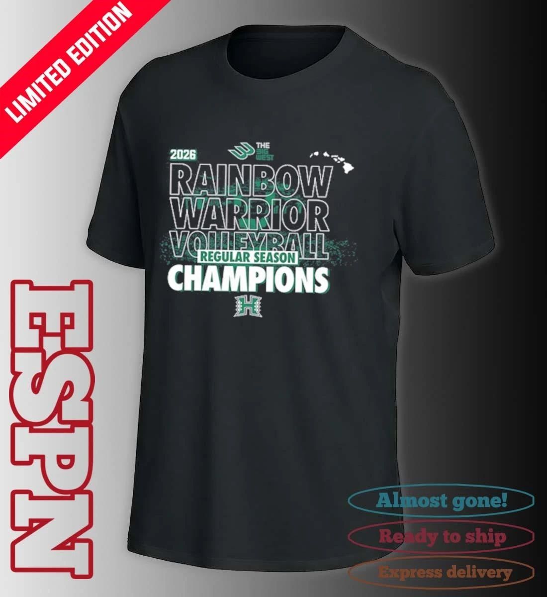 Hawaii Rainbow Warriors 2026 The Big West Volleyball Regular Season Champions T-Shirt