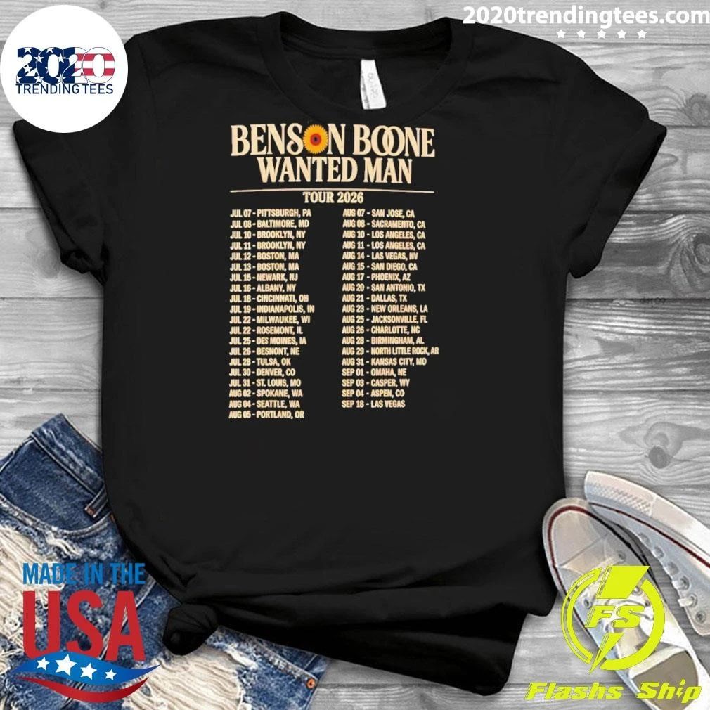 Benson Boone Wanted Man Tour Concert Music 2026 Shirt