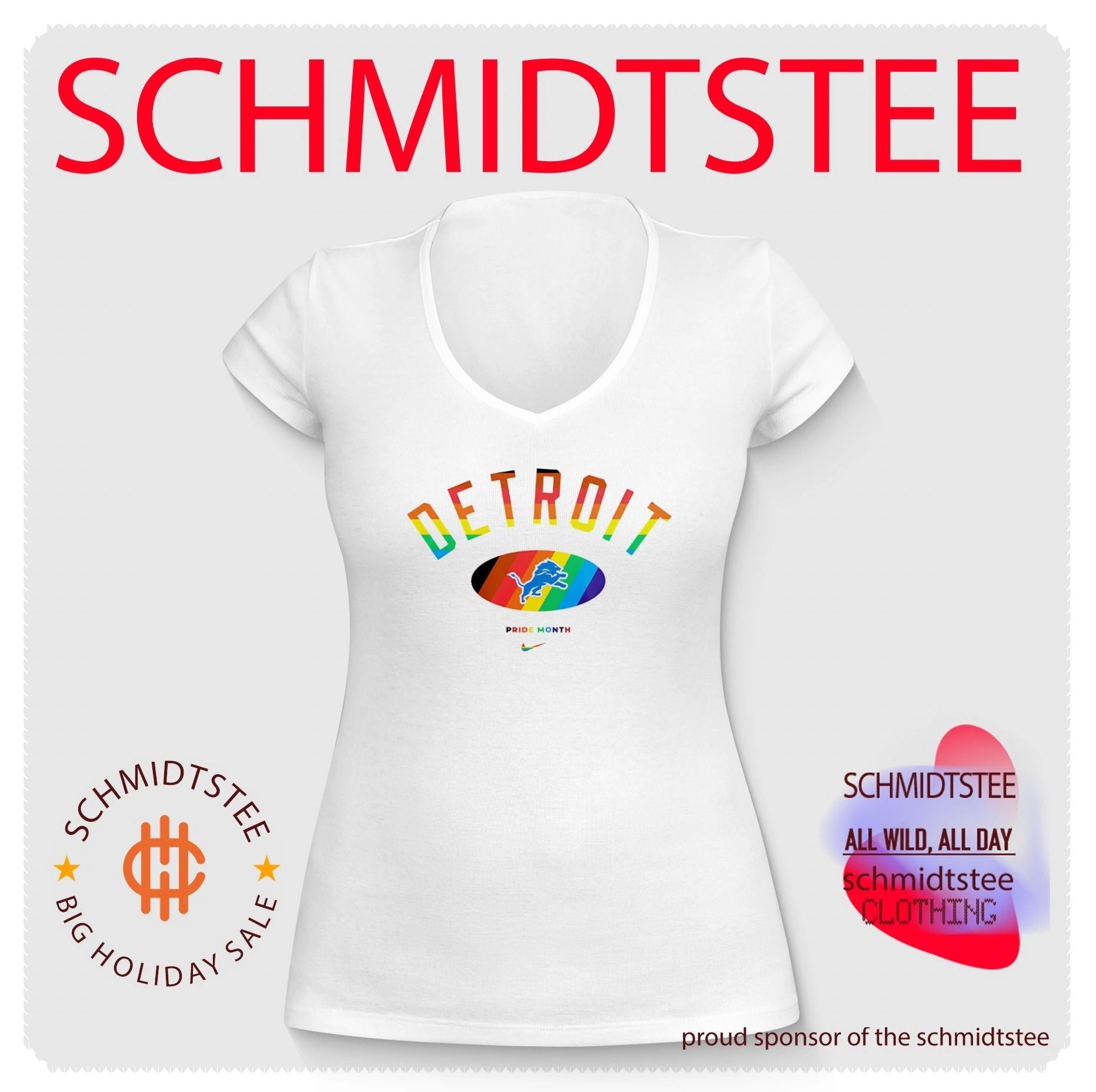 Detroit Lions Pride Month Rainbow logo shirt