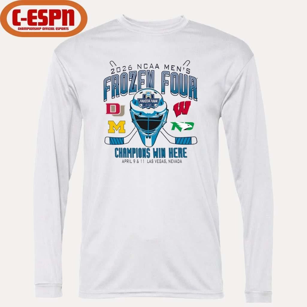 Michigan, Denver, Wisconsin And North Dakota 2026 NCAA Men’s Hockey Frozen Four Shirt
