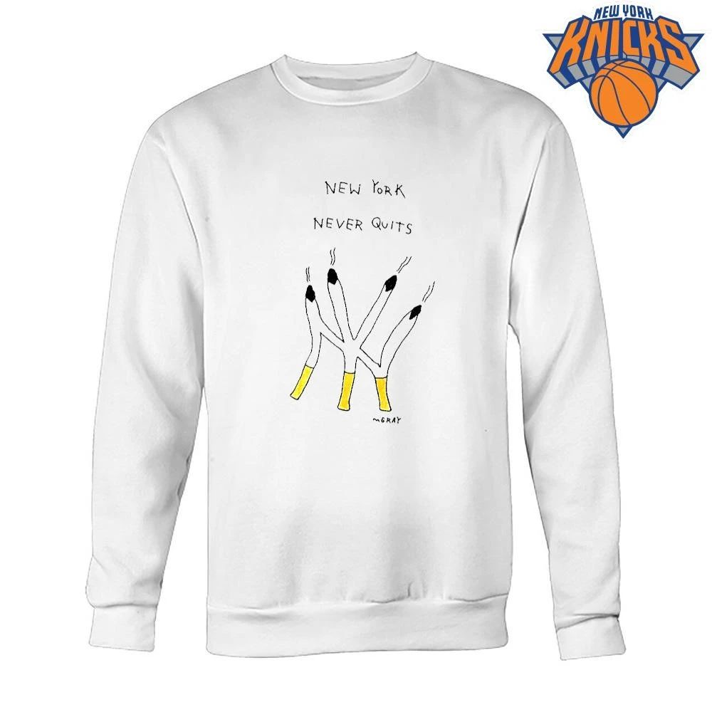 New York Never Quits Smoking Cigarettes Hand Drawn Streetwear T Shirt