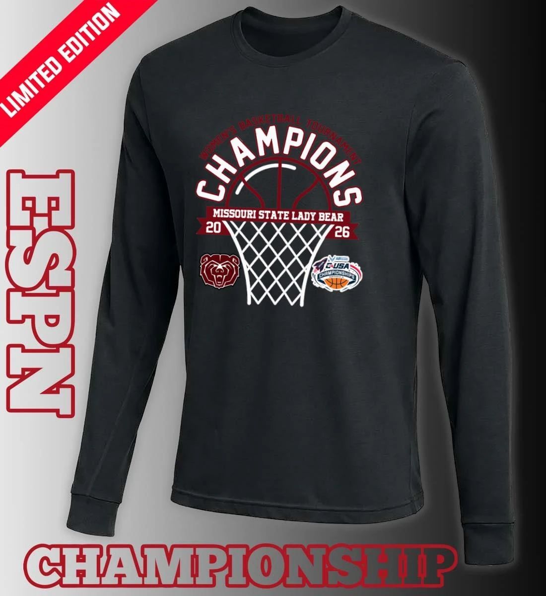 Conference USA Women’s Basketball Tournament Champions 2026 Missouri State Lady Bear T-Shirt