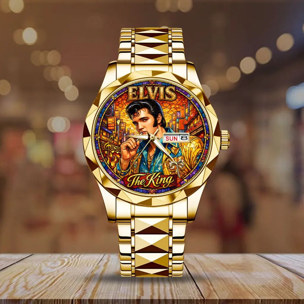 Elvis The King Stained Glass Watch
