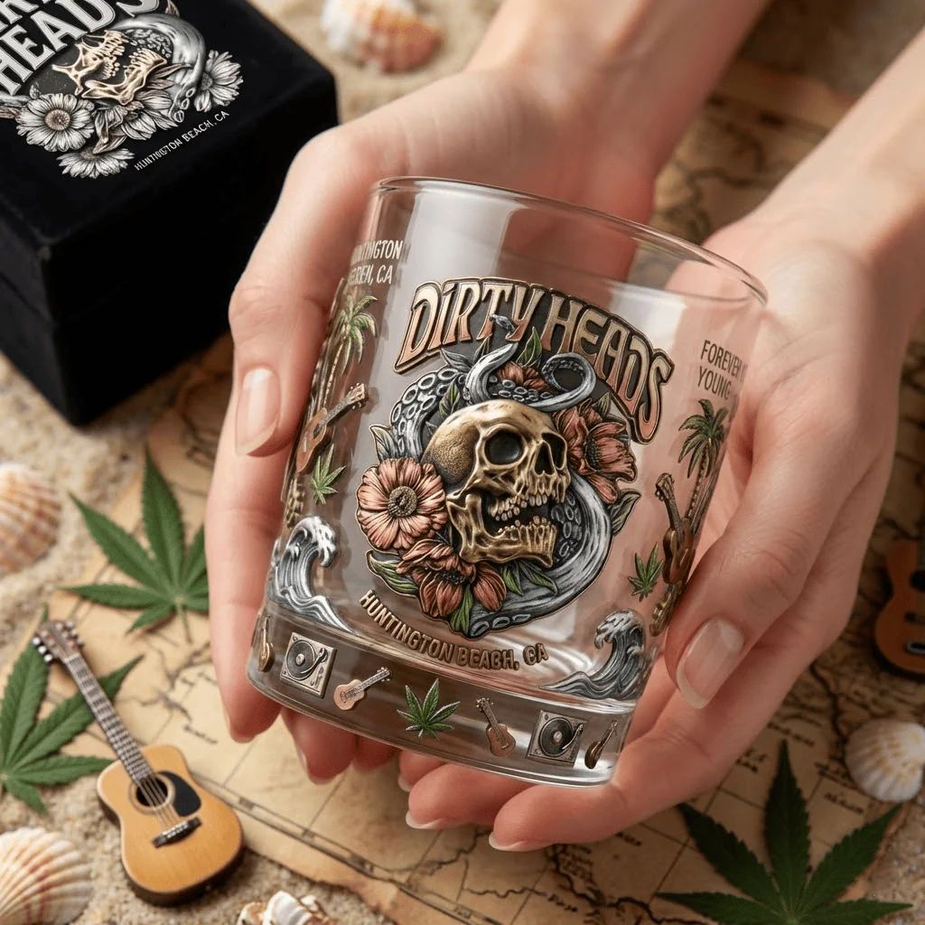 Dirty Heads Huntington Beach Forever Young Whiskey Glass