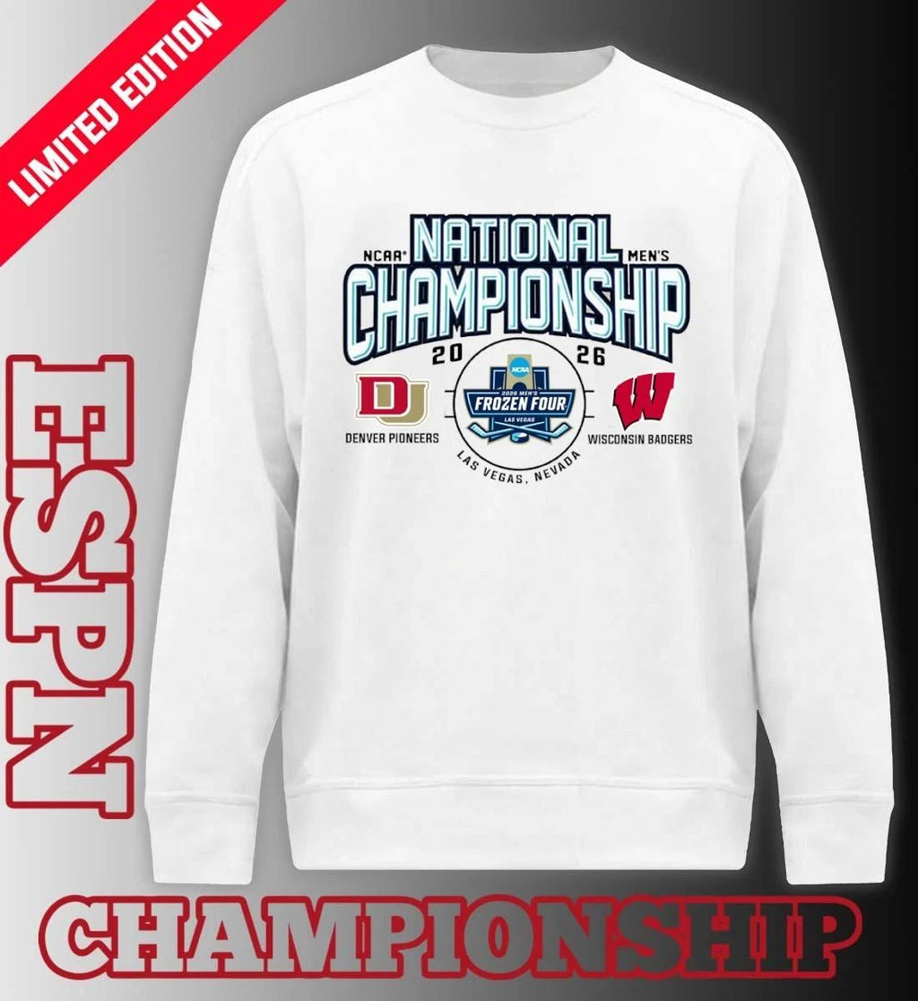 Denver Pioneers Vs Wisconsin Badgers 2026 NCAA Men’s Ice Hockey National Championship Game T-Shirt